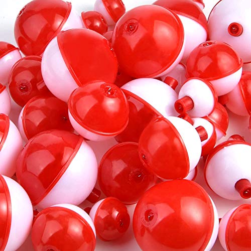 15pcs Red White Push Button Fishing Bobbers Float Buoys - 1 Inch