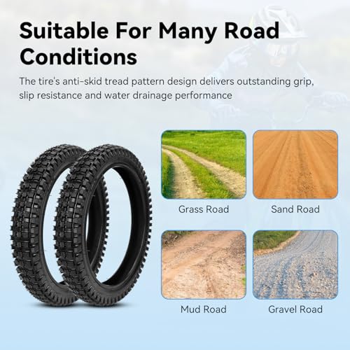 2 Pack 16x2.4 Dirt Bike Tire and Inner Tube Set for Razor MX650 MX500 SX500
