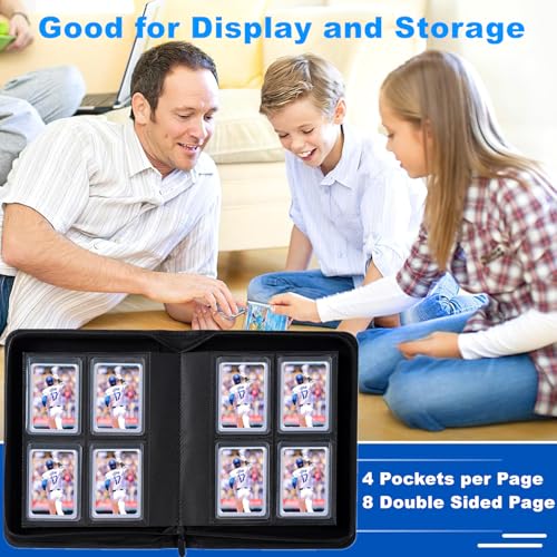 White 4-Pocket Toploader Card Binder Holds 128 Rigid 3x4 Cards, Ringless