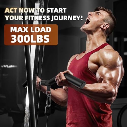 Anobeyi Black 19in Lat Pulldown Bar with Rubber Handles for Cable Machine - Single D-Handle