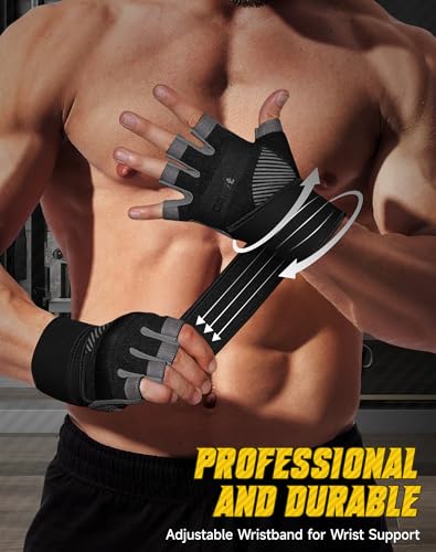 Black and Gray Breathable Workout Gloves with Wrist Straps Small - Antislip Lifting Gloves for Men Women