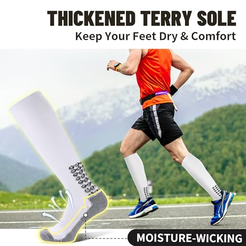 Grip Soccer Socks with Grip Pads - One Size White - 3 Pairs