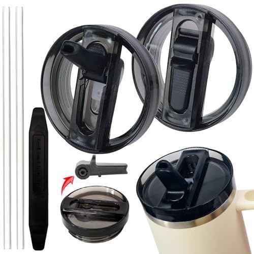 2 Pack 40 oz Tumbler Detachable Flip Straw Lid Replacement Fit for Stanley Quencher ProTour,Leak Proof Lid Compatible with Stanley Cup,No Spill Flip Top Tumbler Cover for Stanley Cup Accessories