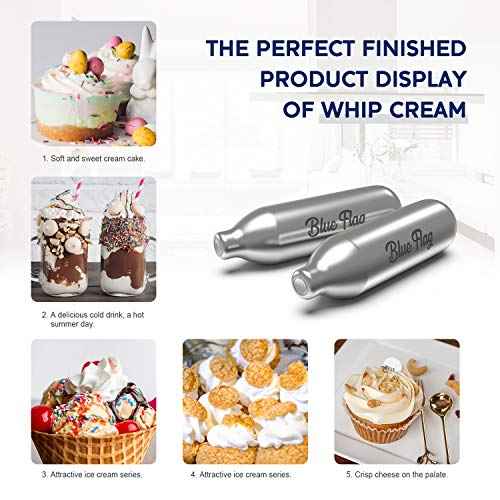 Blue Flag Whipped Cream Chargers N2O Nitrous Oxide 8-Gram Cartridge for Whipper Whipped Cream Dispenser(48 Pack)