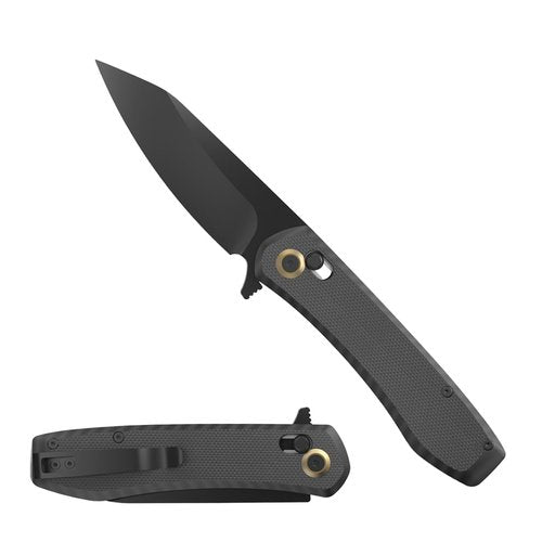 OUTDOOR EDGE - SENTINEL - 3.15" Black Oxide Coated Drop Point Steel Blade, Smooth Opening Ambidextrous Cross Bar Lock For Men or Women, Non-Slip Black G10 Scales Handle, Perfect for Hunting, Fishing, Camping & Survival.