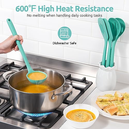 U-Taste Silicone Kitchen Utensil Set of 5 - Aqua Sky, 13.6" Long
