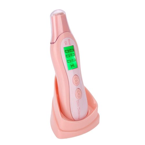 Naroote Skin Hydration Tester, Digital LCD Display Precision Skin Sensor Tester Corneometer Skin Hydration Facial Water Oil Analyzer (White) (Pink)