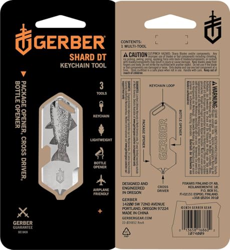 Silver Gerber Shard 3-in-1 Multitool Keychain with Bottle Opener & Fish Variation