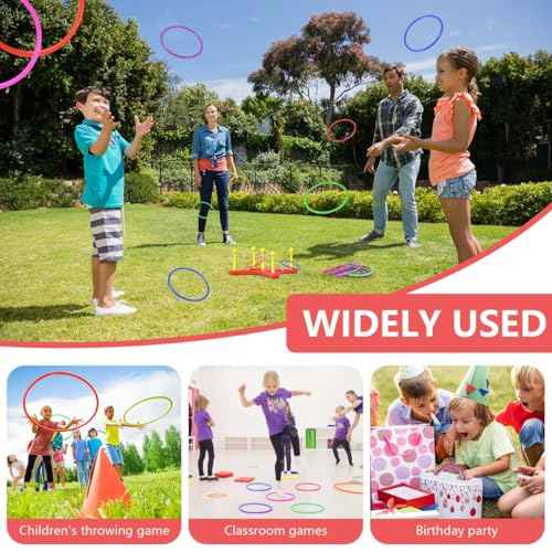 OBTANIM 12 Pcs Plastic Ring Toss Game for Kids and Outdoor Toss Rings for Speed and Agility Practice Game, Random Colors