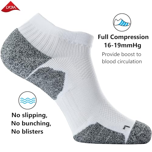 CWVLC Cushioned Athletic Ankle Compression Socks - Small, 6 Pairs, White
