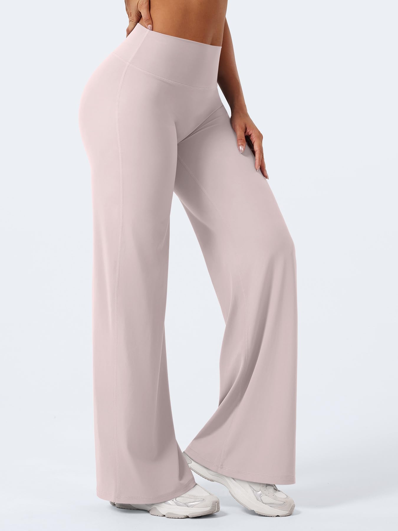 YEOREO Workout Leggings Womens No Front Seam Straight Leggings 31.5" High Waist Buttery Eddiy Gym Yoga Pants Dusty Pink L