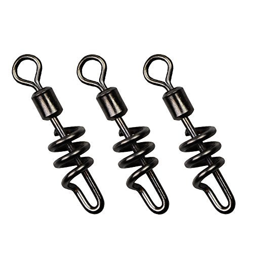 2#-30pcs Heavy Duty Stainless Steel Fishing Swivels with Swirl Connector - Black