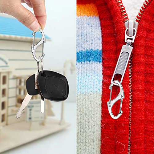 Double Carabiner Keychain Set 1.6 Inch S-Shaped for Camping and Travel - Silver / 40 pcs