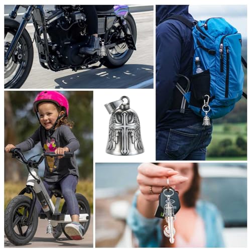 White Motorcycle Guardian Angel Bell Lucky Charm for Riders