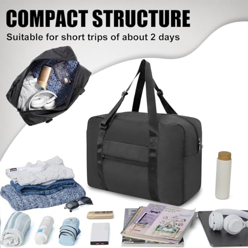Foldable Travel Duffel Bag 23L Black - Lightweight & Waterproof