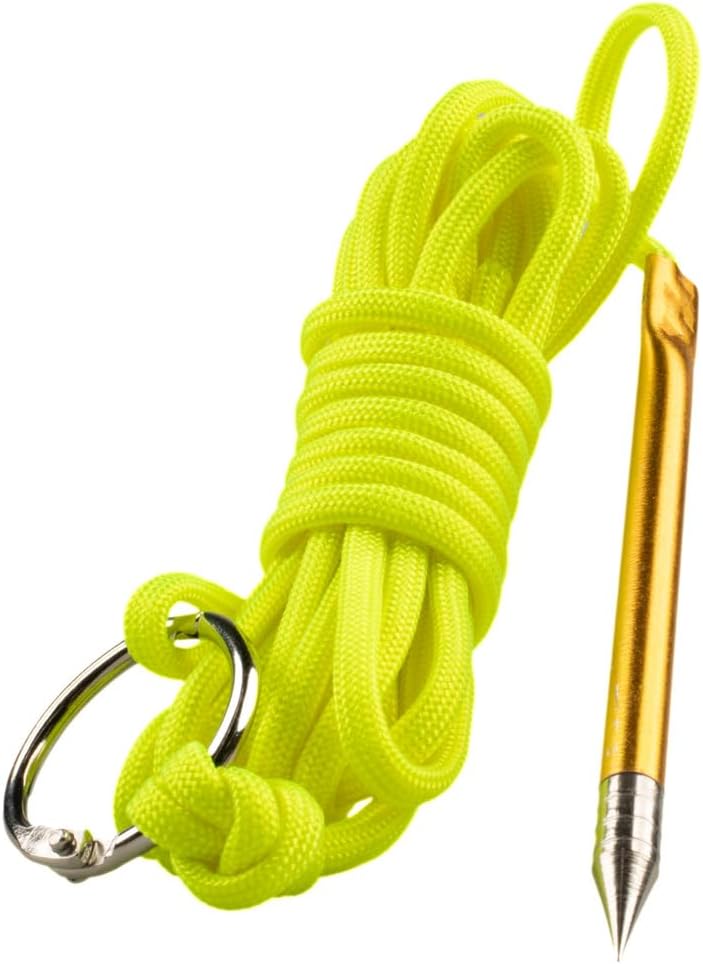 10 Foot 550lb Paracord Fishing Stringer Fish Holder with Metal Threading Needle and 1 Inch Split Ring