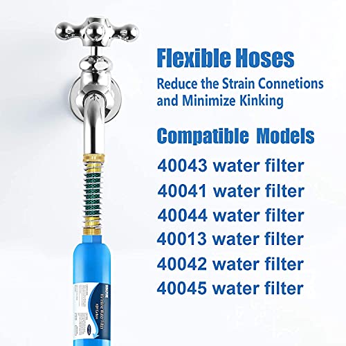 2 Pack RV Water Filter with 90 Degree Elbow and Flexible Hose Protector