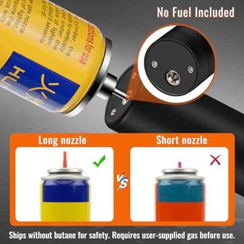 Torch Lighters, Butane Lighters, Adjustable Jet Flame Torch Lighters, Windproof Refillable Gas Torch Lighter Long Lighter for Candle, Grill, BBQ, Fireworks(Butane Not Included) (Black)