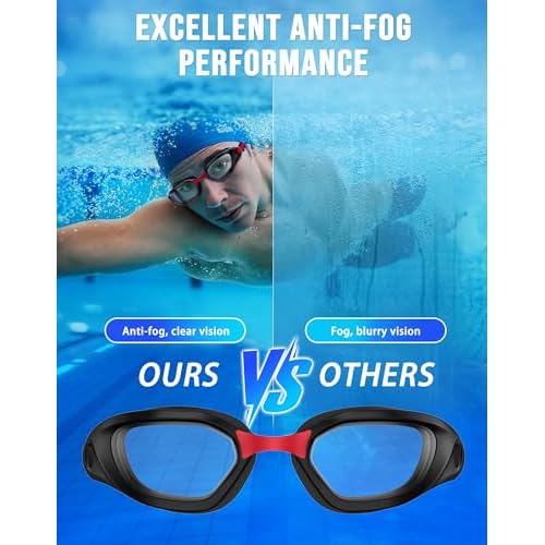 Swim Goggles, Unisex Adult Swimming Goggles Anti Fog Anti UV No Leakage Wide View for Men Women Youth