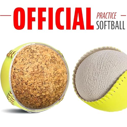 2 Pack Fastpitch Softballs 11 Inch Yellow Practice Softballs Leather Cover Training Balls