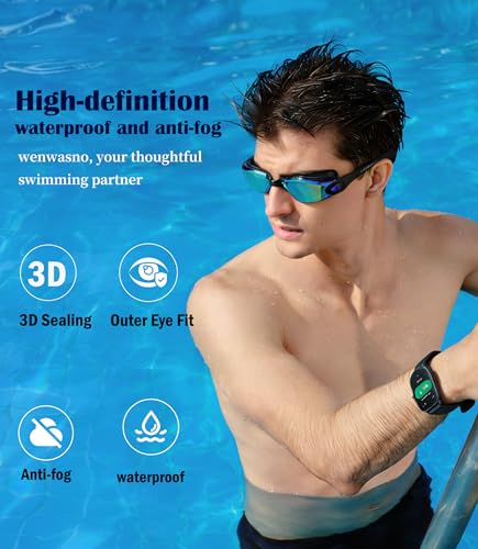 Unisex Swimming Goggles 2 Pack Anti-Fog Wide View No Leakage - BlackSilver & Blackpink