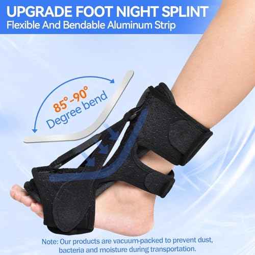 Plantar Fasciitis Night Splint for Women & Men - Universal Size 3 Adjustable Straps Achilles Tendonitis Brace, Heel Spur Pain Foot Splint, Plantar Fasciitis Relief for Sleeping, Black