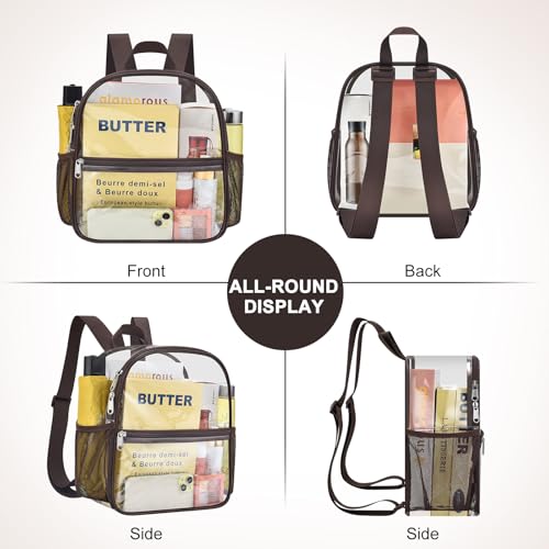 Clear Stadium Backpack for Sports Events - Chocolate / Enhanced Strap