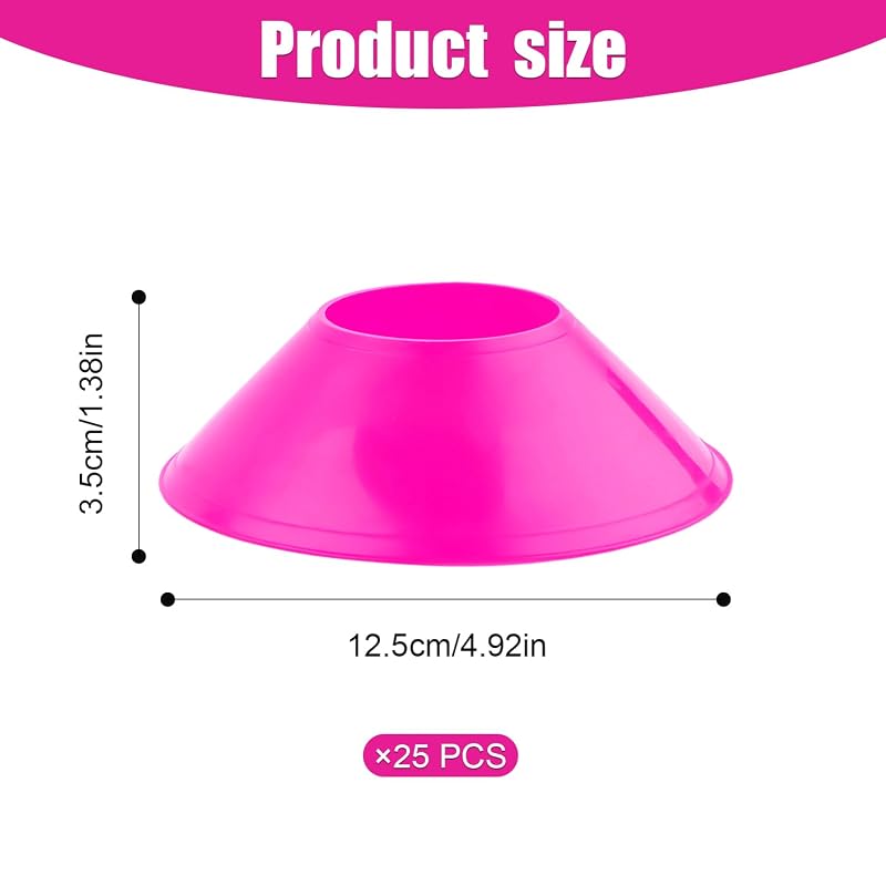 Rose Red 25pcs Soccer Cones for Training with Mesh Bag - Agility Markers for Football Basketball Drills