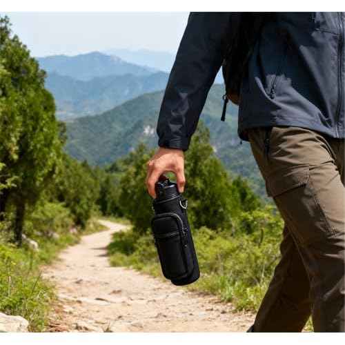 Water Bottle Carrier Bag, 25oz 32oz Crossbody Water Bottle Holder with Adjustable Shoulder Strap, Sling Bag Sleeve Pouch Holder with Phone Pocket and Small Pocket for Walking Hiking Camping Gym