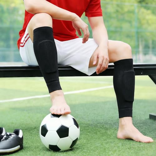 Pre Cut Soccer Socks & Leg Sleeves for Football Baseball Softball Rugby - Black Large - 3 Pairs