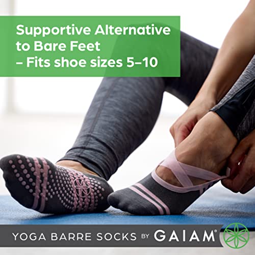 Gaiam Grippy Yoga Socks - Classic Black & Grey 2-Pack for Studio Practice