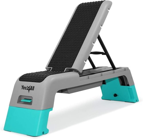 Yes4All Multifunctional Fitness Aerobic Step Platform/Aerobic Deck, Household Step Workout Bench for Home Gym (Blue/Grey)