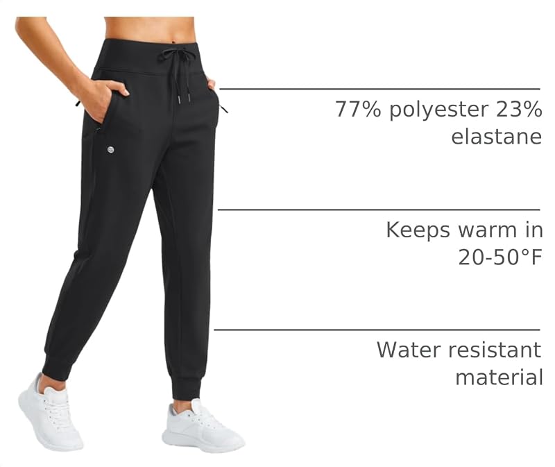 G Gradual Fleece Lined Water-Resistant Hiking Joggers, Black, Medium