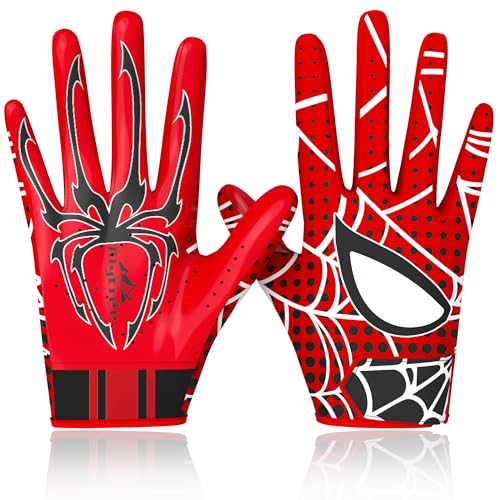 Alytree Youth Red-Black Spider-Man Football Gloves for Boys & Girls S