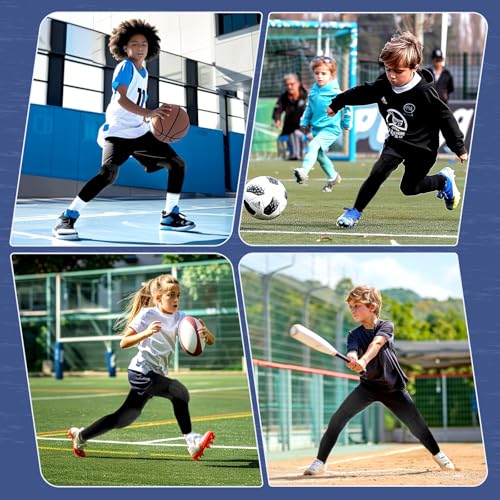 Kids Medium Knee Pads for Sports & Active Play, Padded Leg Sleeves - Black