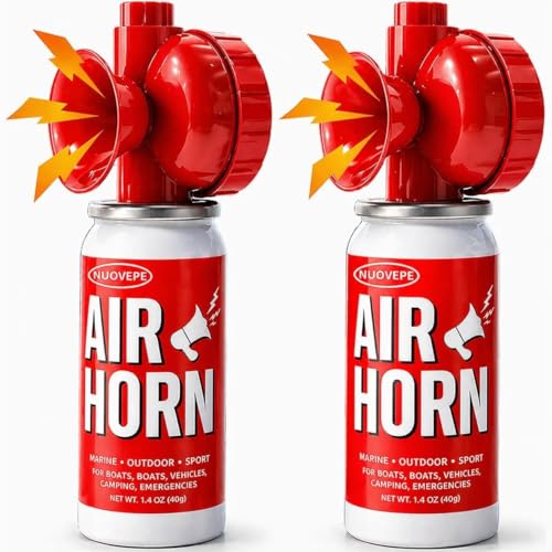 2 Pack Red Boat Air Horn 130dB Loud Marine Safety Signaling