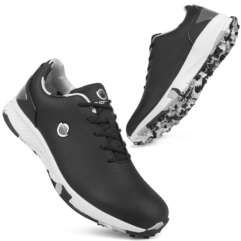 Ifrich Men’s Spikeless Golf Shoes Black+11 - Comfortable, Non-Slip Walking Sneakers