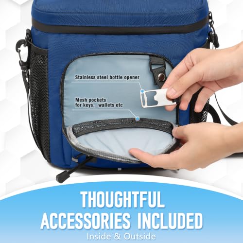 Insulated Golf Cart Cooler Bag Blue 12 Can Keep Drinks Cold & Leakproof