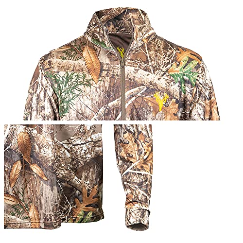 Men’s Camo Zip Performance Shirt - Large Realtree Edge, Midweight Hunting & Fishing