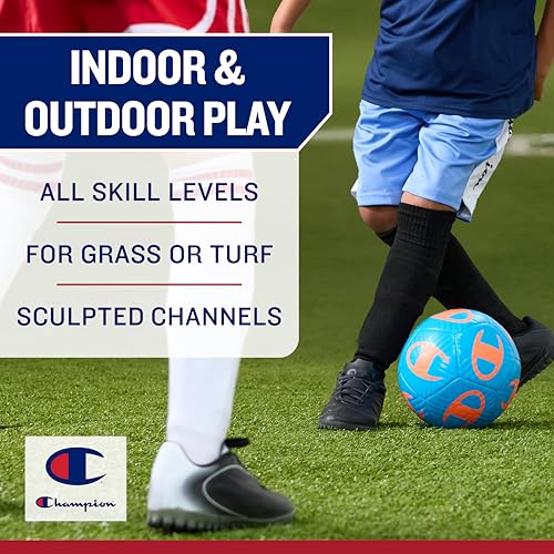 Soccer Ball Size 5 with Pump - Deflated for Easy Shipping - White/Surf the Web - Durable Panels for Kids & Adults