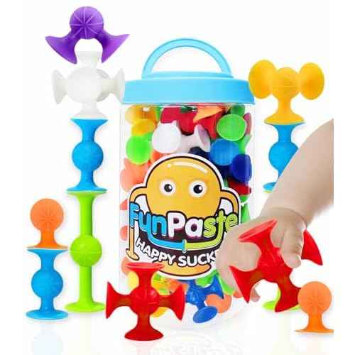 Suction Bath Toys for Baby, 24 Piece Starter Set Suction Cup Toys Preschool Sensory Fidget Toys for Toddlers 1-3 4-8 | No Hole Bath Toy | BPA Free Bath Toys (Large Size)