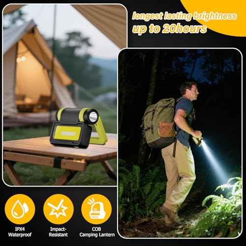 LED Work Light, Rechargeable Flashlight with COB Magnetic Lights, 1000LM Portable Light, 200¡ÆFoldable, 5+3 Modes, Waterproof Handheld Flashlights for Camping, Home, Car Repair, Emergency, Fishing