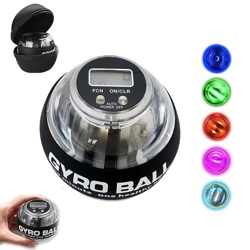 Curaball Hand Exerciser, Hand Exerciser with Counter Hand Balls Auto-Start Gyroscopic Wrist Exercise Ball with Led Lights, Features 5 Light Modes for Strengthen Arms, Fingers & Muscles (Plastic type)