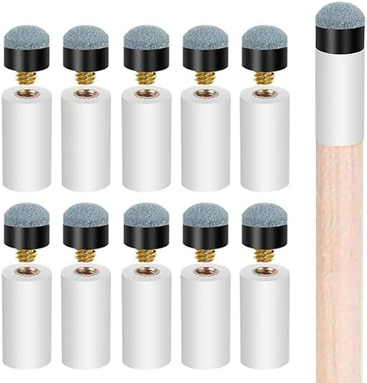 10 Sets Billiard Cues Tips Replacement with White Pool Cue Stick Ferrules, Billiard cues Tips, Screw On Pool Cue Tips Pool cue Tips Replacement kit, 12mm/13mm (Blue)