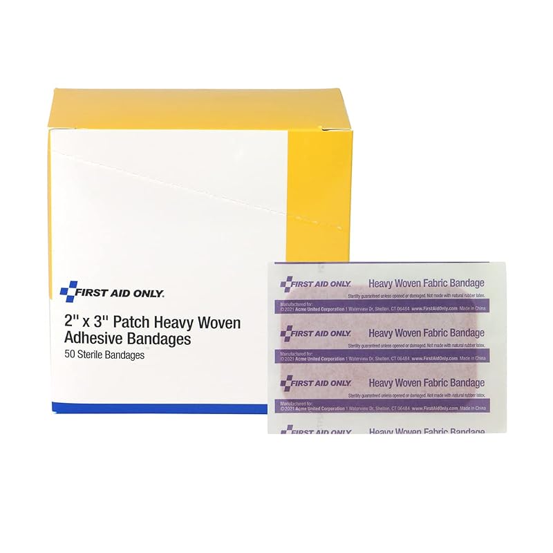 Heavy Woven Fabric Adhesive Bandages 2" x 3" Extra Large – 50 Count (Pack of 1)
