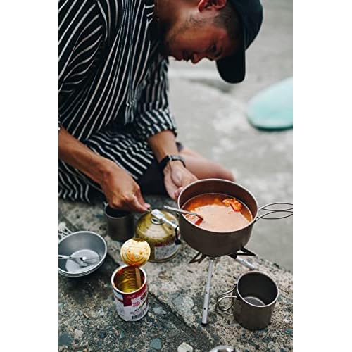 Snow Peak Multi Compact Cook Set, Japanese Titanium, Ultralight and Compact for Camping and Backpacking, Made in Japan, Lifetime Product Guarantee