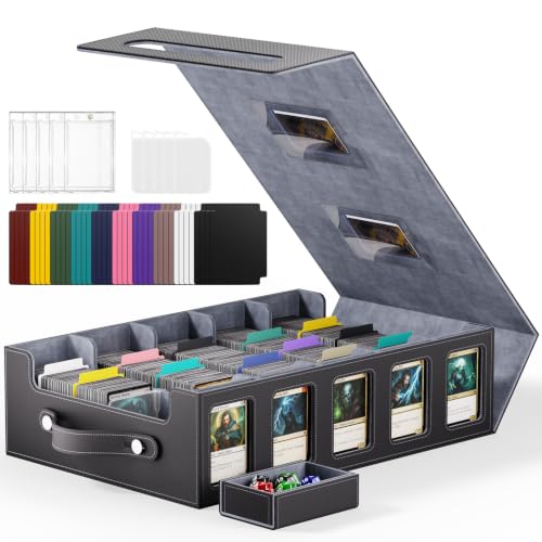 Trading Card Storage Box 4300+ Capacity with Magnetic Lid - Black/Grey