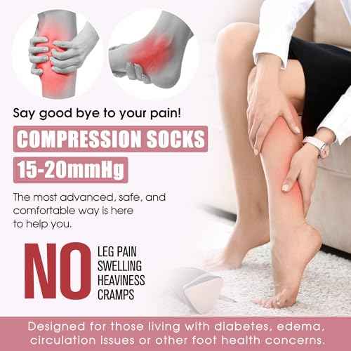 Bluemaple Compression Socks for Women & Men Circulation (6 Pairs) 15-20 mmHg is Best Support for Athletic Running Cycling