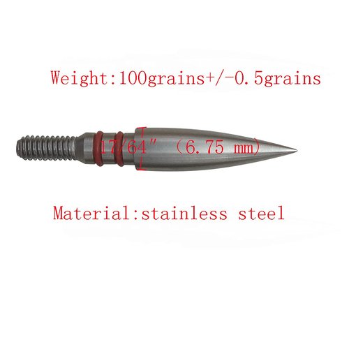 Aklisdlha Field Points arrowheads 100/125/150/200/300 Grains Archery Field Points,Stainless Steel Screw in Archery Field Tips and Broadheads (1 Dozen 12 PCS)(17/64″-100 Grains)