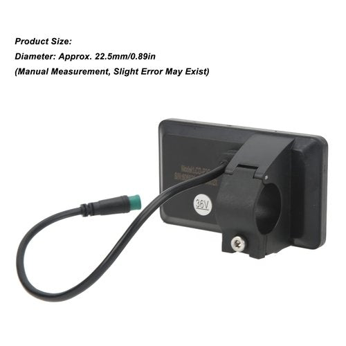 Topyond Ebike LCD Display, 24v 36v 48v 60v E Bike Display Meter Control Panel, ABS Material 5 Pin Electric Bike Parts, 22.5mm Diameter LCD Display Meter